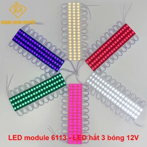Led module 3 bóng 6113 - 12V sử dụng chip 2835,trắng,vàng ấm,đỏ, lá, dương, hồng