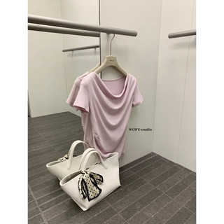 𝐏𝐡𝐢𝐞𝐧 𝐖𝐆𝐖𝐄 | (Sẵn Be) w8835 Áo Thun Nhún Vai Mặc 2 Kiểu 4 Màu Trơn