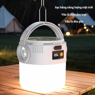 Đèn LED Cắm Trại Năng Lượng Mặt Trời, Đèn Dã Ngoại Sạc Type-C, Đa Năng Chiếu Sáng, Nhẹ Gọn Tiện Dụng