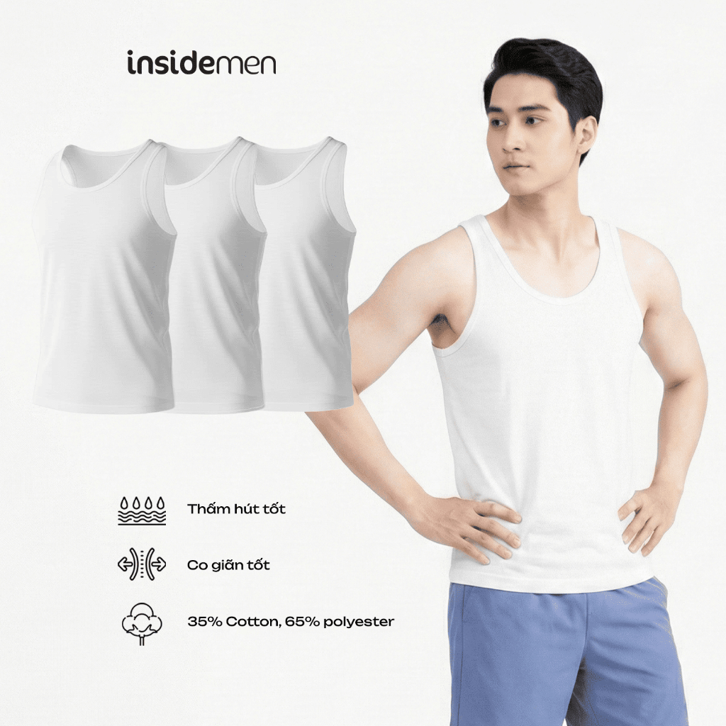 Combo 3 Áo Ba Lỗ Tanktop Cotton Polyester Nam Insidemen ITL001EXP03