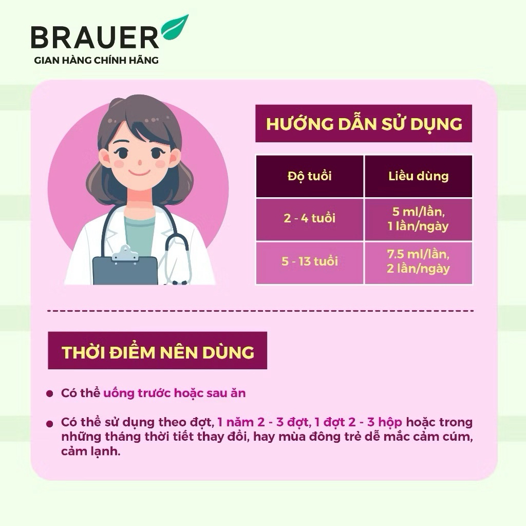 Siro Brauer Sambucus Black Elderberry Cold & Flu Forte Kids 100ml Hỗ Trợ Hô Hấp | Babymall & Care