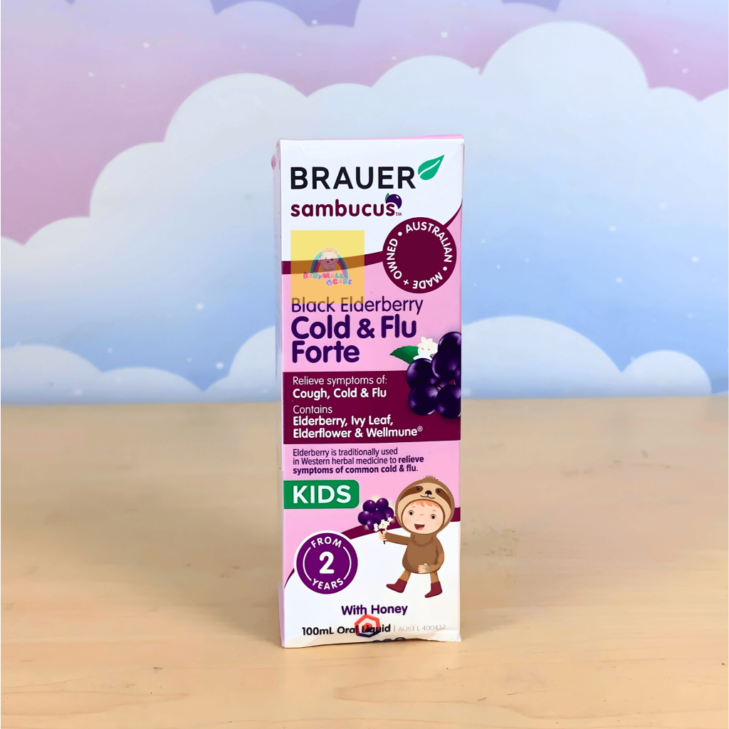 Siro Brauer Sambucus Black Elderberry Cold & Flu Forte Kids 100ml Hỗ Trợ Hô Hấp | Babymall & Care