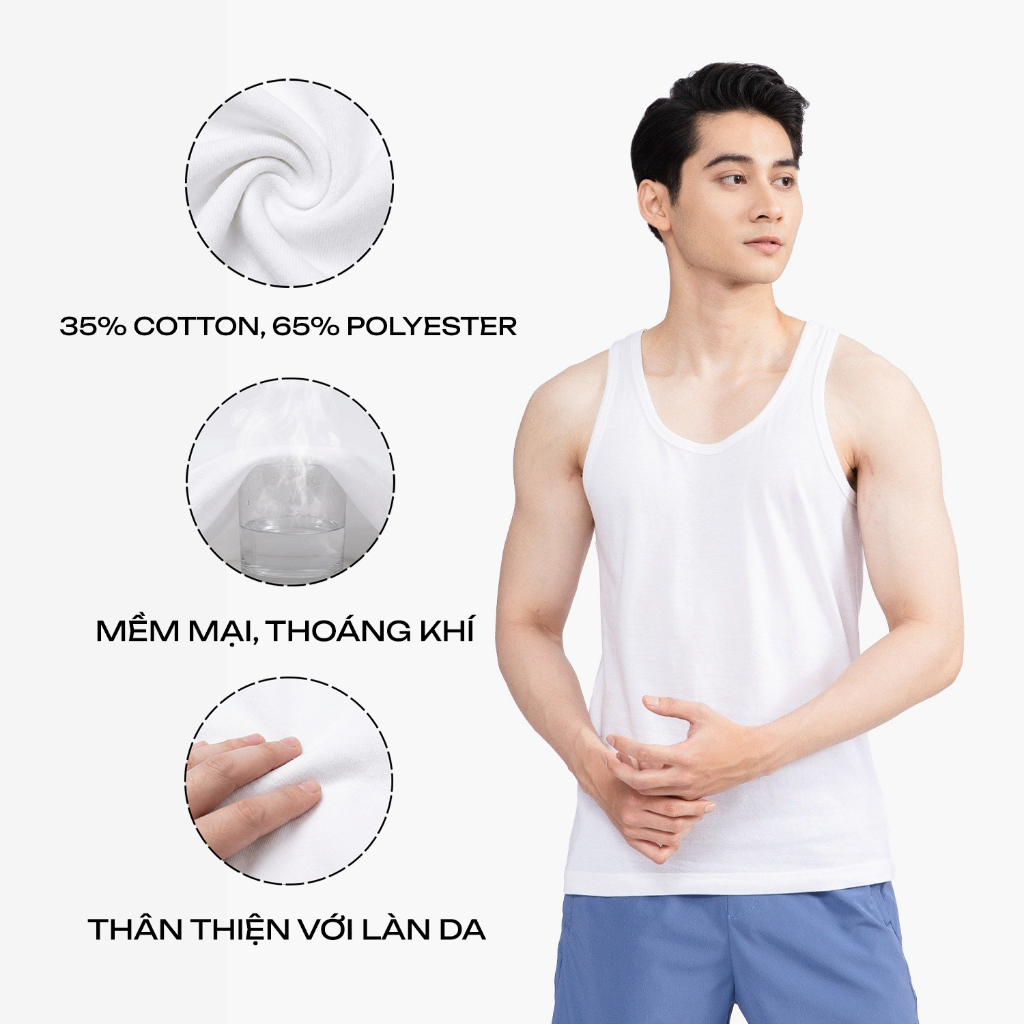 Combo 2 Áo Ba Lỗ Tanktop Nam Thoáng Khí,Co Giãn, Dễ Vận Động Insidemen ITL001EXP02