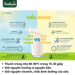 [HỎA TỐC] Sữa Tươi Thanh Trùng Hữu Cơ Mục Đồng 180ml/ 450ml/ 900ml - Xanhsam Natural & Organic