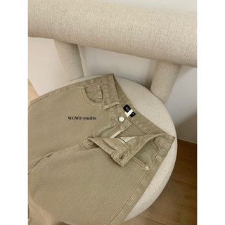 𝐏𝐡𝐢𝐞𝐧 𝐖𝐆𝐖𝐄 | (Sẵn) w8521 Quần Jean Nâu Rêu Nhạt Ống Suông