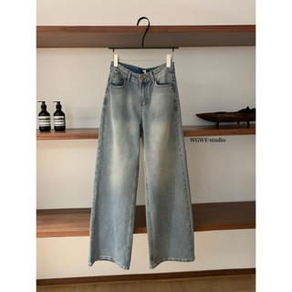 𝐏𝐡𝐢𝐞𝐧 𝐖𝐆𝐖𝐄 | (Sẵn M) w7249 Quần Jean Xanh Nhạt Ống Đứng Rộng