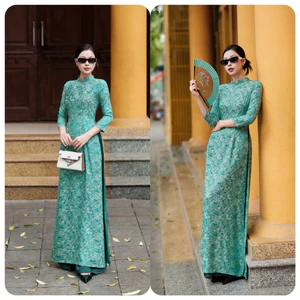 Áo Dài Nữ Cách Tân Gấm Hoa Nổi Thiết Kế Sang Chảnh, Tôn Dáng Áo Dài Đi Tiệc, Đi Chùa Cao Cấp Nhiều Màu T1487G