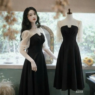Đầm dự tiệc thiết kế dáng xoè dự tiệc chất liệu cotton lạnh phối voan, mềm mại, sang trong,thanh lịch B4