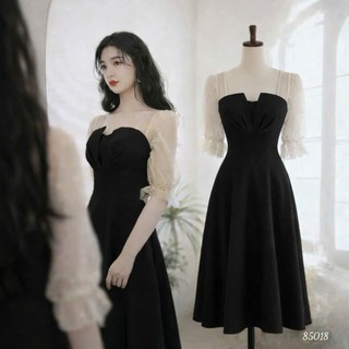 Đầm dự tiệc thiết kế dáng xoè dự tiệc chất liệu cotton lạnh phối voan, mềm mại, sang trong,thanh lịch B4