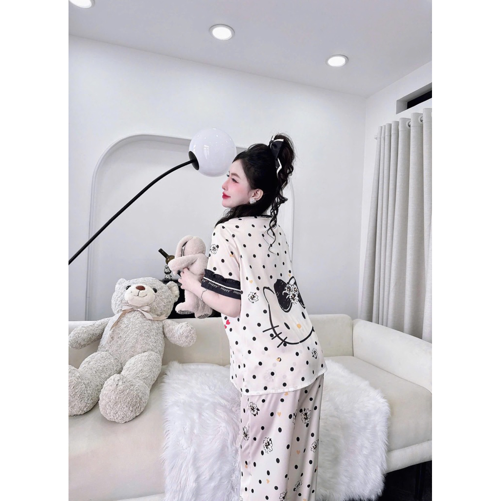 Bộ pijama nữ bèo tay ngắn lụa mịn mát sang xịn QC women dưới 62kg