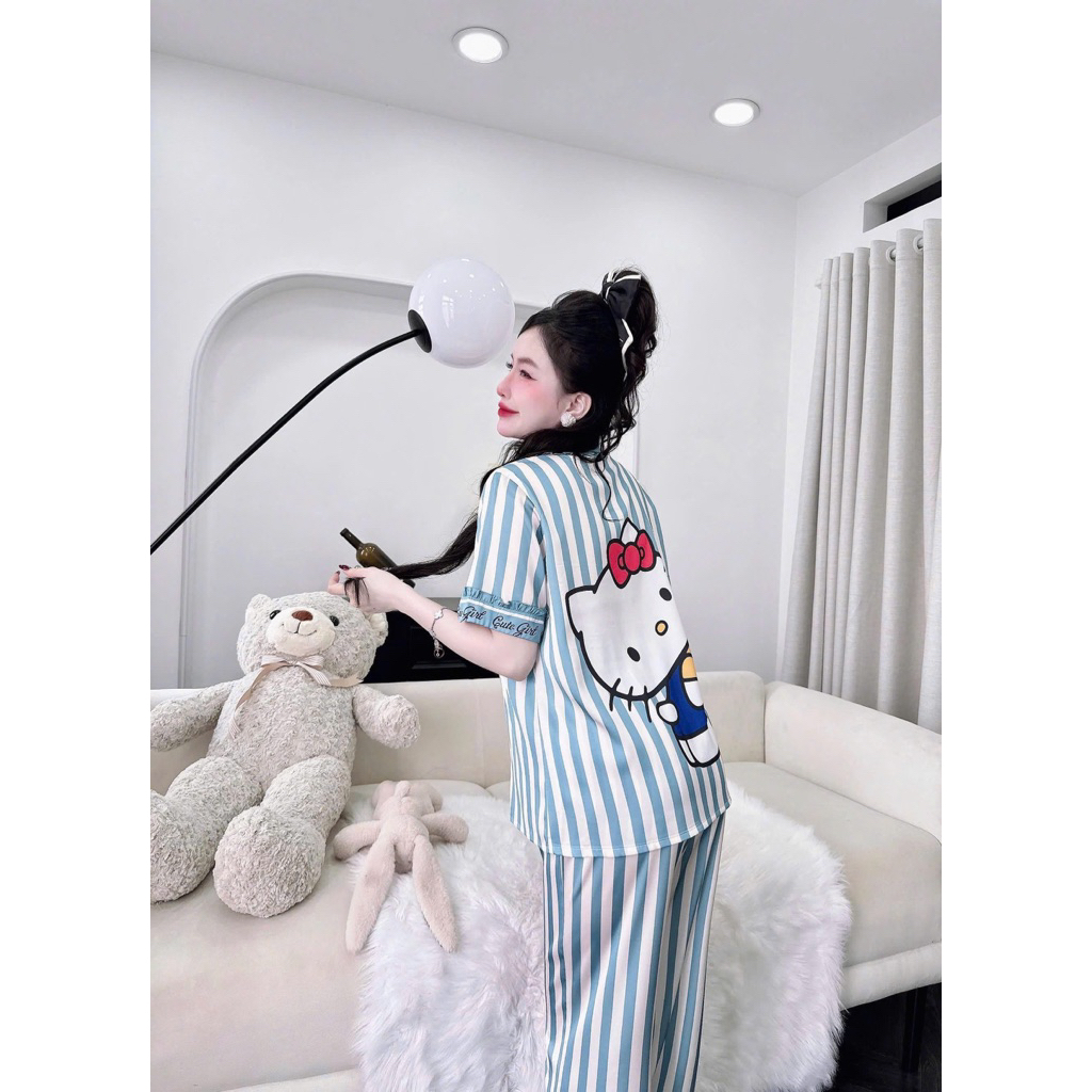 Bộ pijama nữ bèo tay ngắn lụa mịn mát sang xịn QC women dưới 62kg