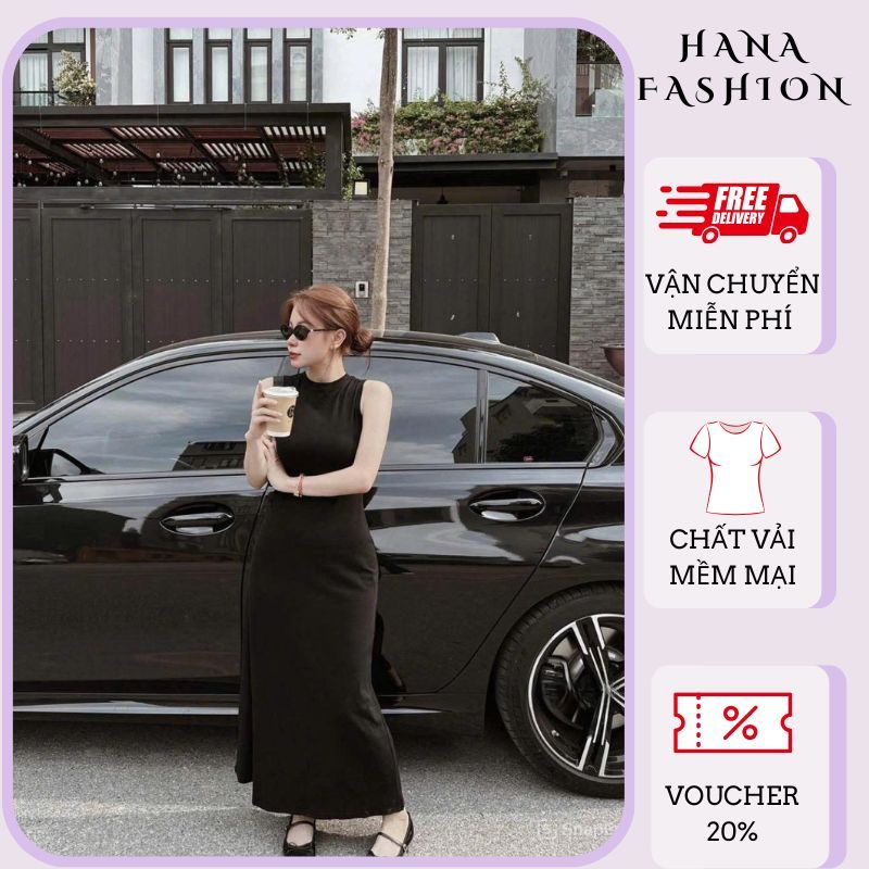 Váy nữ HANA hcom27089 , đầm nữ body dang sương dày ngắn dài màu đen quyến rũ co dãn