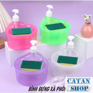 Combo Bình Nhấn Xà Phòng Và Khay Đựng Miếng Rửa Chén Màu Pastel Hộp Đựng Xà Phòng Tròn