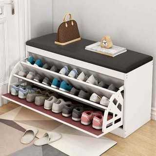Tủ giày gỗ MDF cao cấp lâm sung, tủ giày thông minh 3 ngăn kết hợp nệm ghế ngồi tiện ích dễ dàng lắp đặt