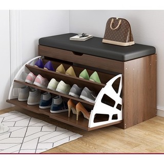 Tủ giày gỗ MDF cao cấp lâm sung, tủ giày thông minh 3 ngăn kết hợp nệm ghế ngồi tiện ích dễ dàng lắp đặt