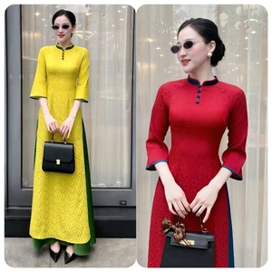 Áo Dài Nữ Cách Tân Cổ Trụ Chất Dày Dặn, Form Dáng Chuẩn Sang Chảnh Co Giãn Nhẹ, Tôn Dáng Cực Đỉnh T1492G
