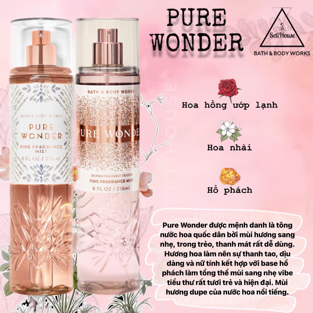 body mist Pure Wonder xịt thơm toàn thân Bath And Body Works 236ml Chính hãng Mỹ