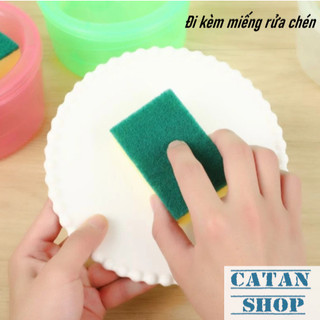 Combo Bình Nhấn Xà Phòng Và Khay Đựng Miếng Rửa Chén Màu Pastel Hộp Đựng Xà Phòng Tròn