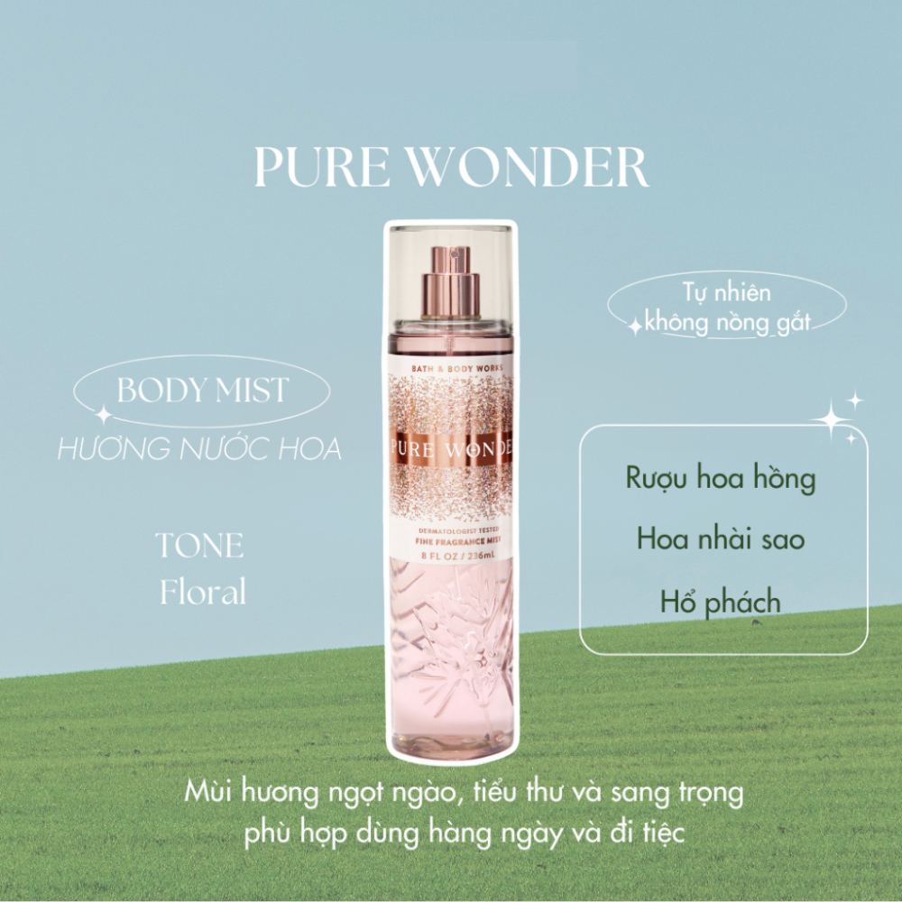 body mist Pure Wonder xịt thơm toàn thân Bath And Body Works 236ml Chính hãng Mỹ