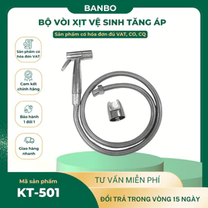 Bộ vòi xịt bồn cầu, vòi sịt đít vệ sinh tăng áp BANBO chính hãng dây Inox dài 1.2M lõi đồng KT-501