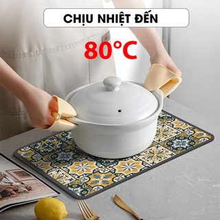Thảm thấm hút nước nhanh khô, thảm lót ly thấm nước cho nhà bếp chất liệu da Nappa đế cao su chống trượt Homie Tech