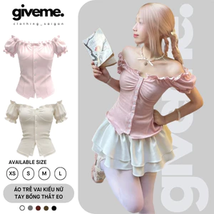 Áo Kiểu Nữ Trễ Vai Tay Bồng Có Dây Thắt Eo Mùa Hè Giveme.clothing_saigon