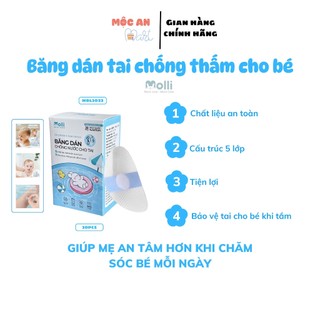Miếng Dán Tai Chống Thấm Nước Cho Bé MOLLI Bảo Vệ Tai Khi Tắm Và Bơi Hộp 30 Miếng MOL 3022