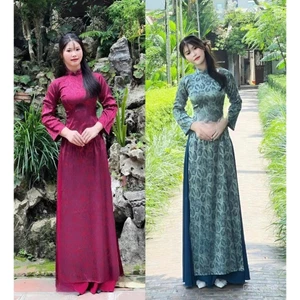 Set Áo Dài Cách Tân Nữ Chất Gấm Họa Tiết Cổ Điển Áo Dài Đi Tiệc Sang Trọng, Chụp Ảnh Xuân, Đi Lễ Chùa Thanh Lịch T1508G
