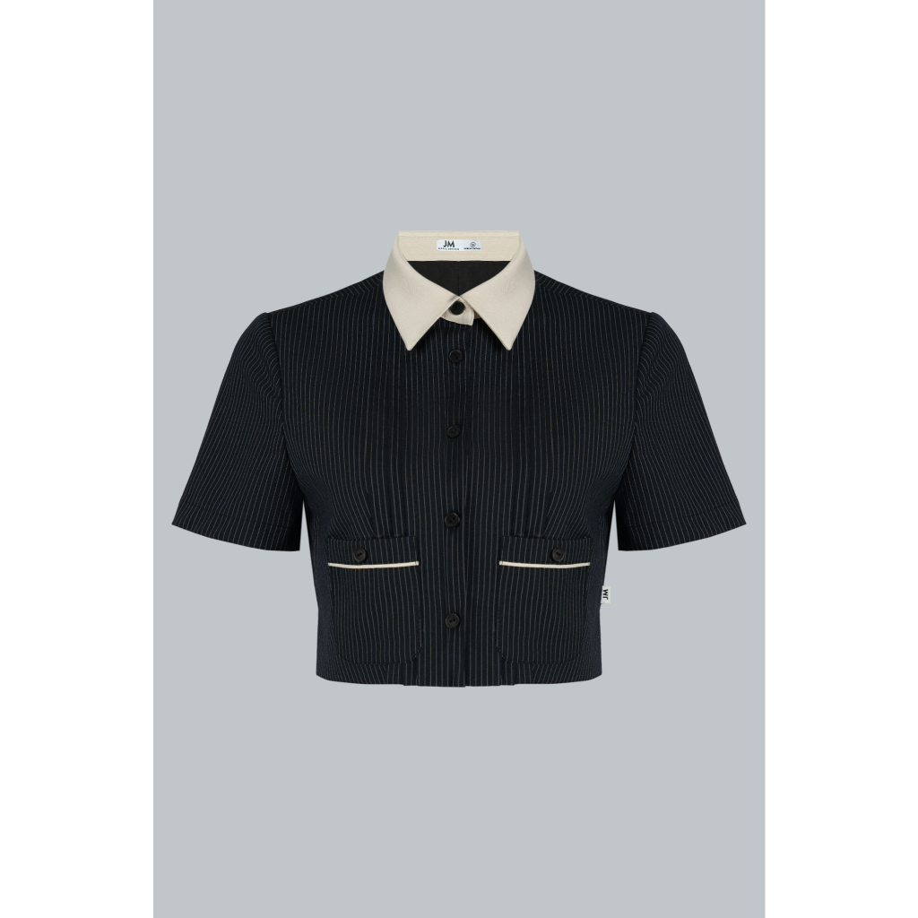 Set Áo Cổ Đức Croptop 2T18.2601, Chân Váy A-line 2 Túi Ốp 4S08.2601. Set Đồ Nữ Thiết Kế Preppy Set Công Sở Thanh Lịch JM