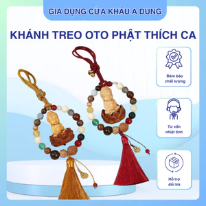 Khánh Treo Xe ô tô Phật Thích Ca Hoa Sen Vòng Tròn Gỗ Trưng bày Cầu Bình An - Khánh Treo Phật Trên Oto