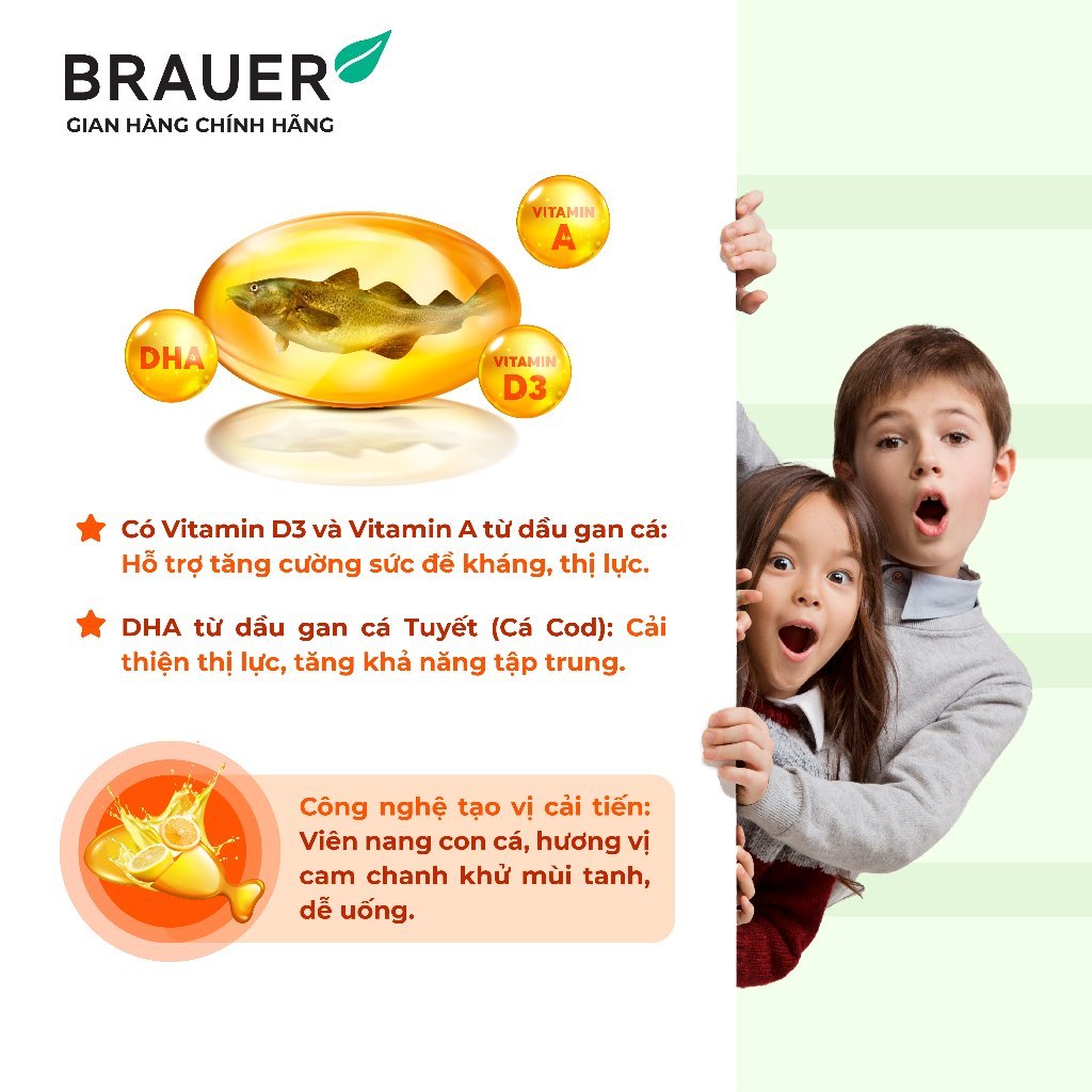 Viên Uống Brauer Baby Kids Ultra Pure Cod Liver Oil with DHA 90 viên – Babymall & Care