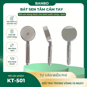 Bát sen tắm cao cấp, đầu vòi sen BANBO chất liệu ABS phi 91mm thiết kế lõi 2 ống cách nhiệt KT - 634