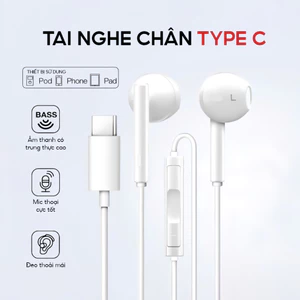 Tai Nghe Nhét Tai Chân Type-C Có Mic Đàm Thoại, Âm Thanh Chất Lượng - Cho IP 15/16/17/Plus/Pro/Max/Samsung
