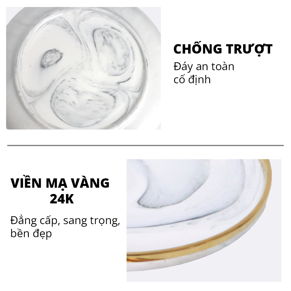 [FULL PHỤ KIỆN] Bộ Chén Đĩa Sứ 16 Món Viền Vàng Cao Cấp Cho 6 Người Ăn Dùng Gia Đình, Tiệc, Tặng Quà – An Toàn Vi Sóng