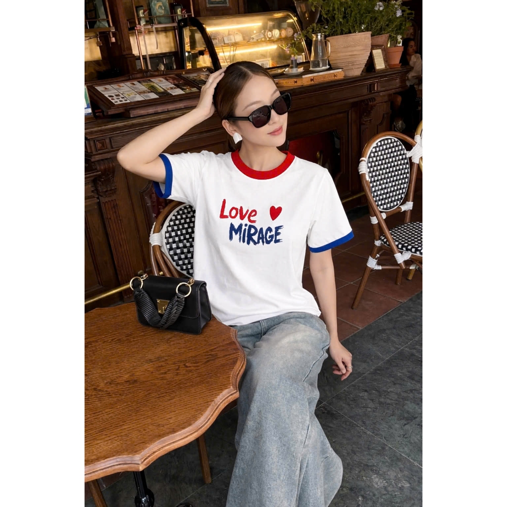 Áo Thun Họa Tiết In Chữ Tay Phối, Chất Cotton Thoáng Mát, Có Kèm Hình Thật.