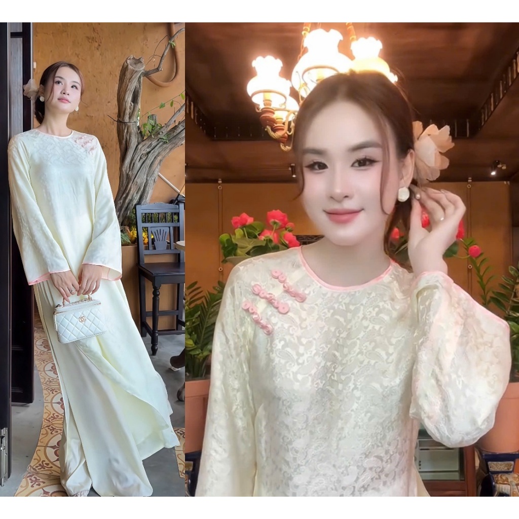 Áo Dài Lụa  Cách Tân Dáng Xưa Thiết Kế Sang Chảnh, Thanh Lịch Cho Nữ Đi Tiệc, Đám Cưới T1496G