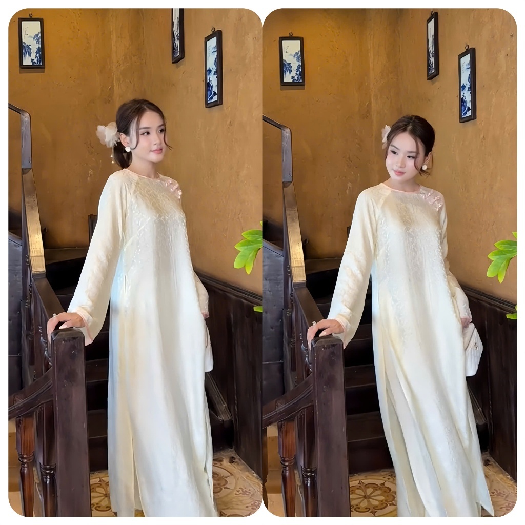 Áo Dài Lụa  Cách Tân Dáng Xưa Thiết Kế Sang Chảnh, Thanh Lịch Cho Nữ Đi Tiệc, Đám Cưới T1496G
