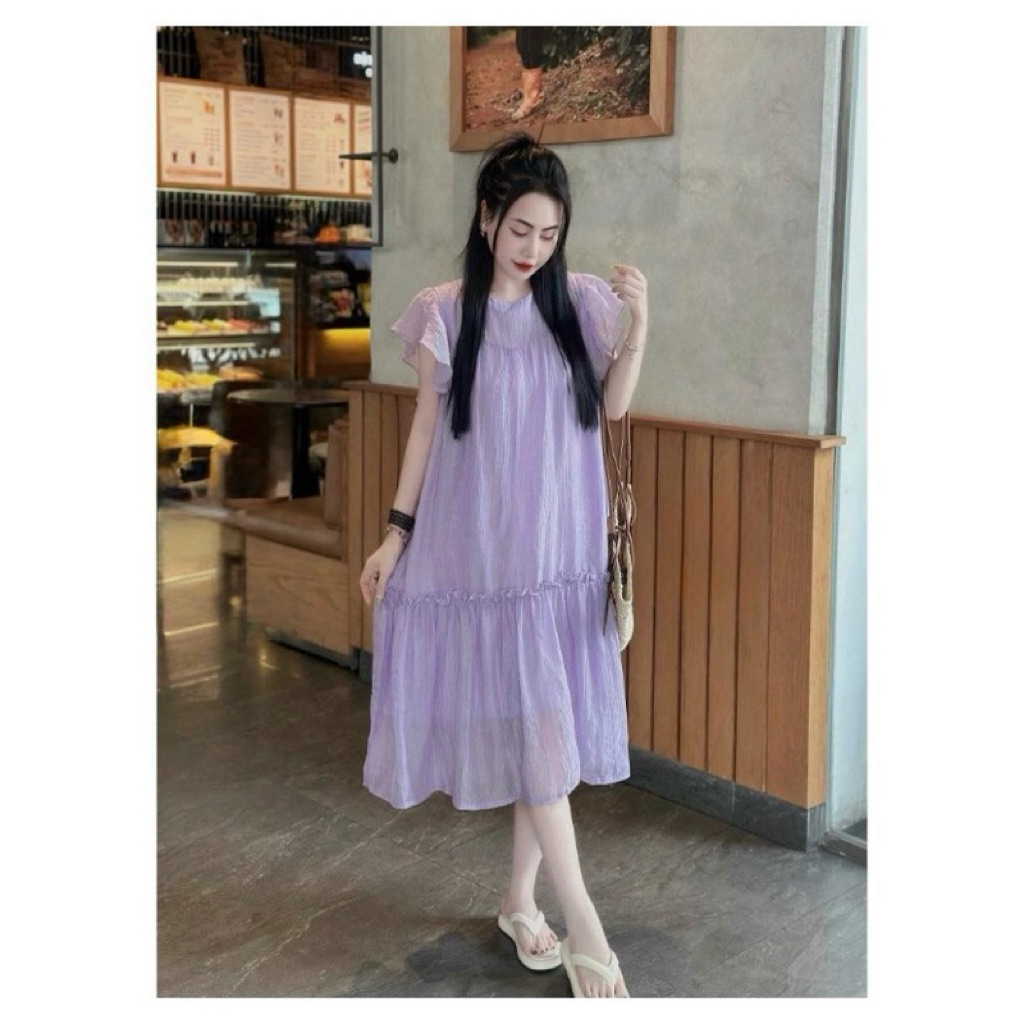 Đầm Bầu Babydoll, Váy Bầu Xinh đi tiệc dáng dài tay ngắn thiết kế xinh xắn thời trang đi dự tiệc