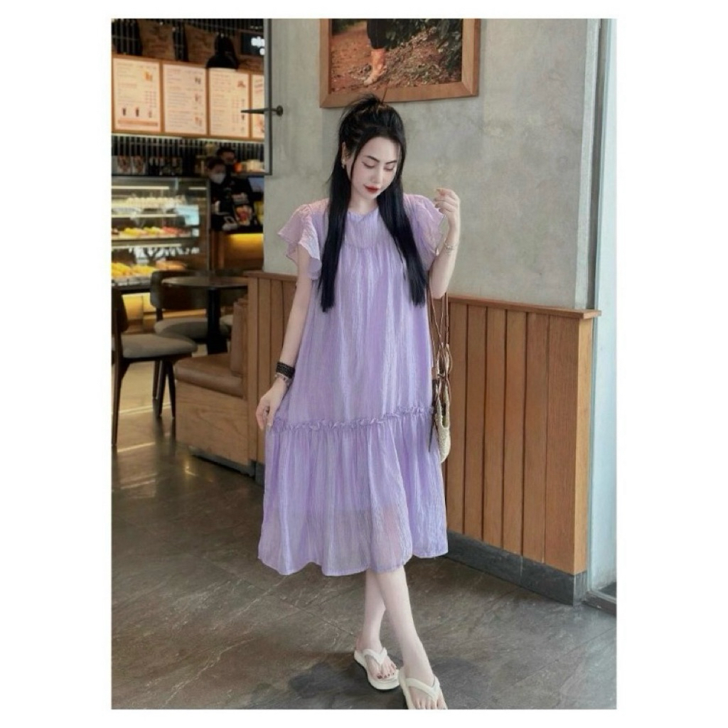 Đầm Bầu Babydoll, Váy Bầu Xinh đi tiệc dáng dài tay ngắn thiết kế xinh xắn thời trang đi dự tiệc