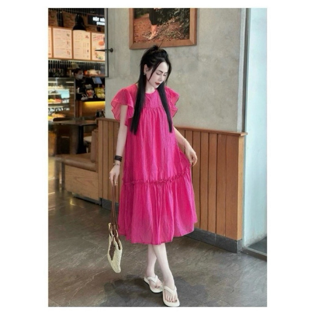 Đầm Bầu Babydoll, Váy Bầu Xinh đi tiệc dáng dài tay ngắn thiết kế xinh xắn thời trang đi dự tiệc