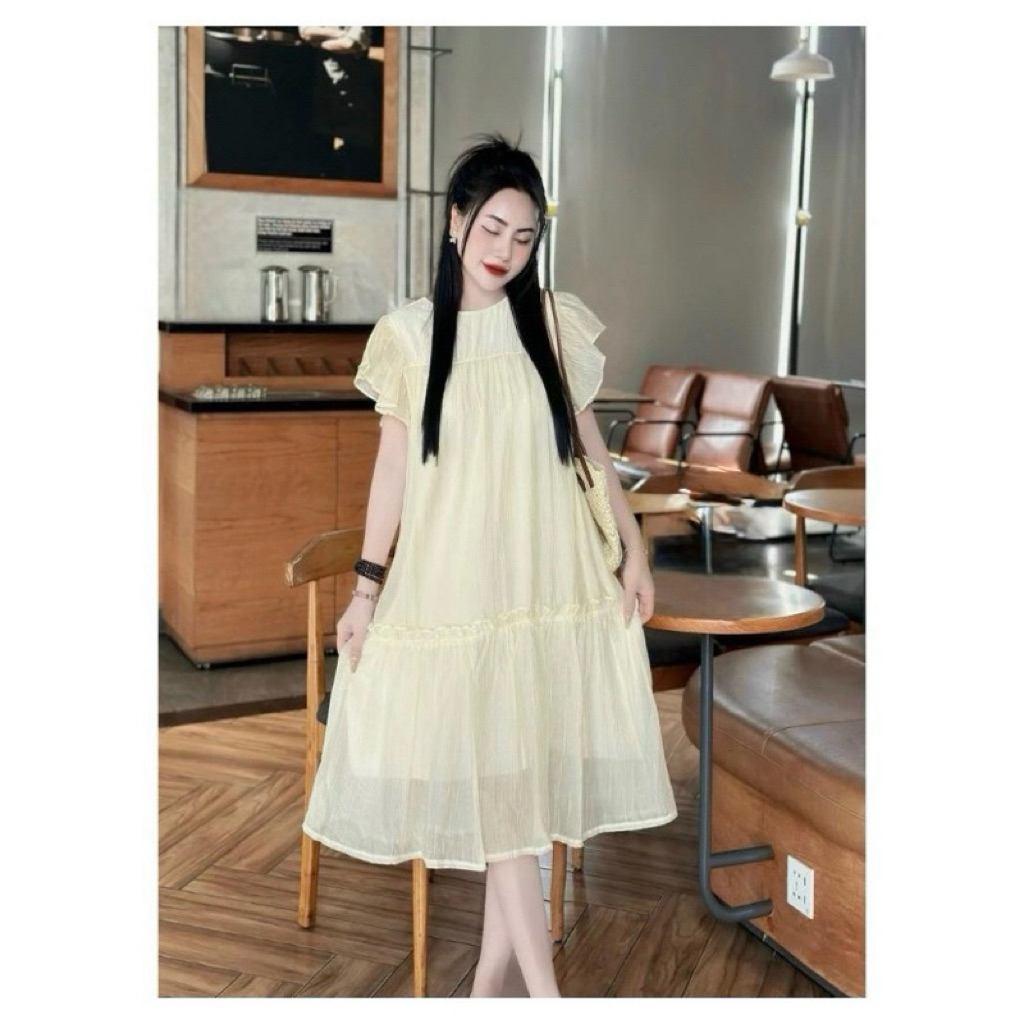 Đầm Bầu Babydoll, Váy Bầu Xinh đi tiệc dáng dài tay ngắn thiết kế xinh xắn thời trang đi dự tiệc