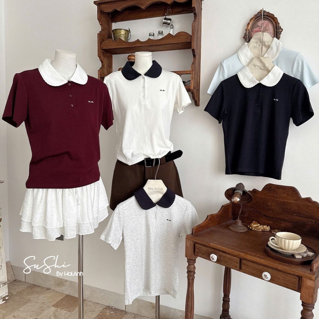 [𝑯𝒂 𝑨𝒏𝒉] Áo Cộc Polo Cổ Sen Tang MiuMiu QCL1
