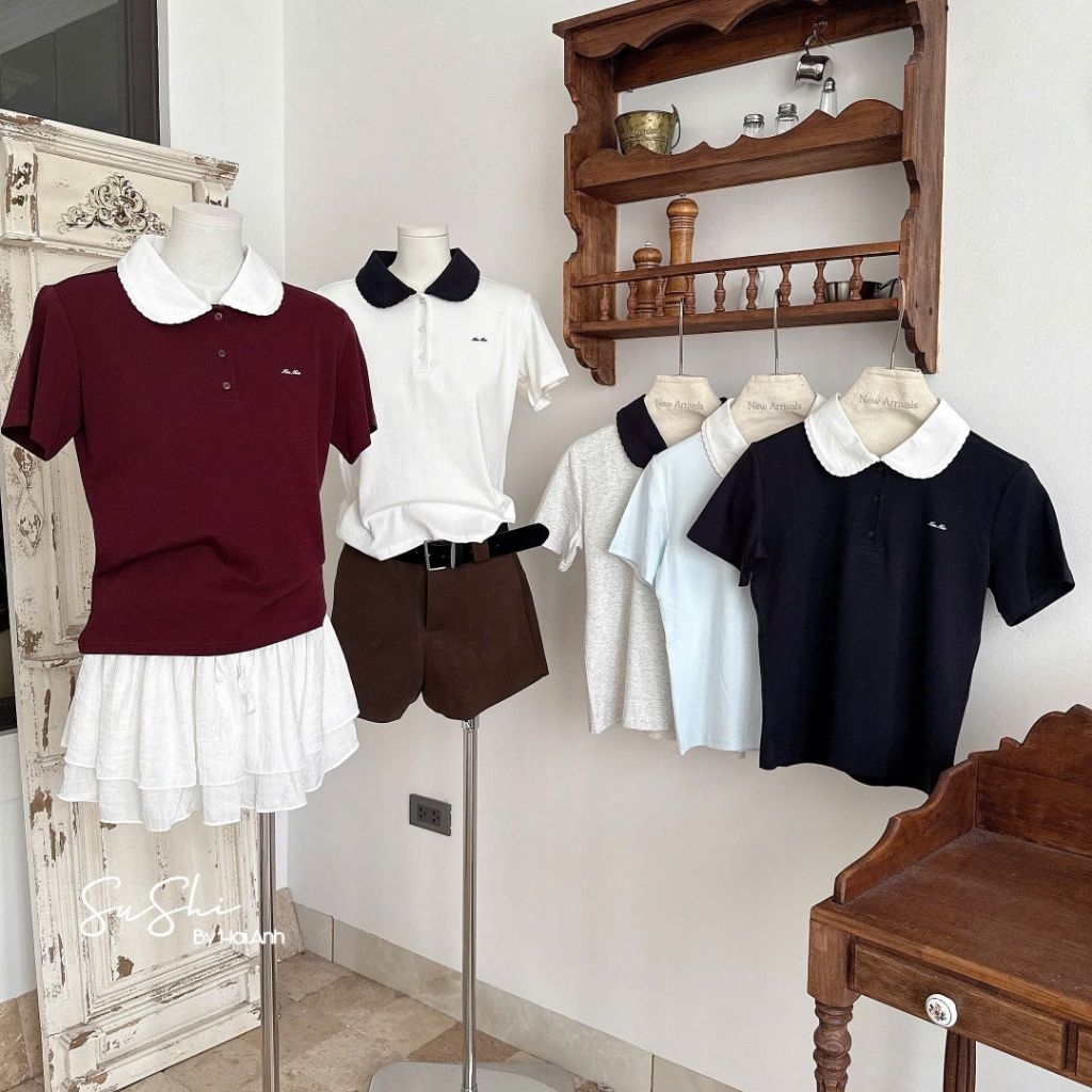 [𝑯𝒂 𝑨𝒏𝒉] Áo Cộc Polo Cổ Sen Tang MiuMiu QCL1