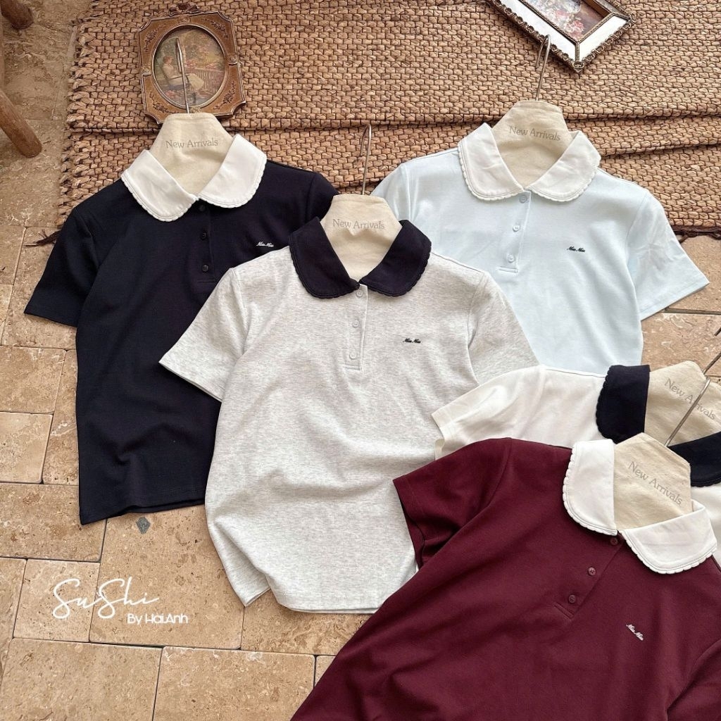 [𝑯𝒂 𝑨𝒏𝒉] Áo Cộc Polo Cổ Sen Tang MiuMiu QCL1