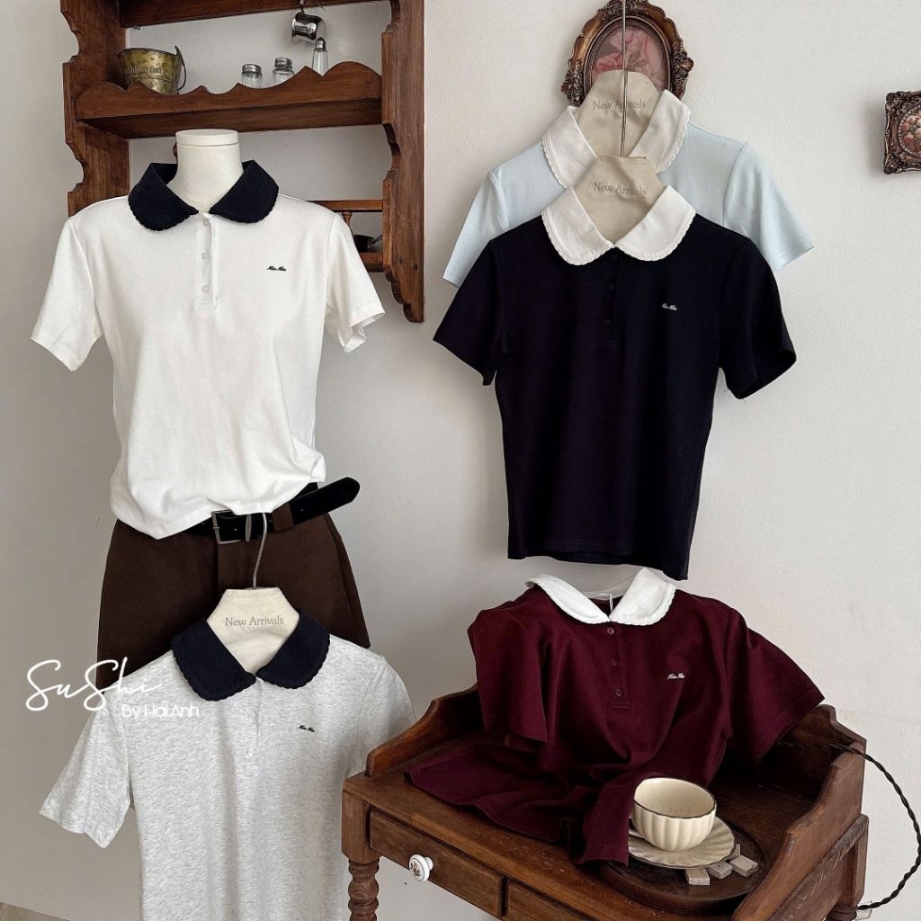 [𝑯𝒂 𝑨𝒏𝒉] Áo Cộc Polo Cổ Sen Tang MiuMiu QCL1