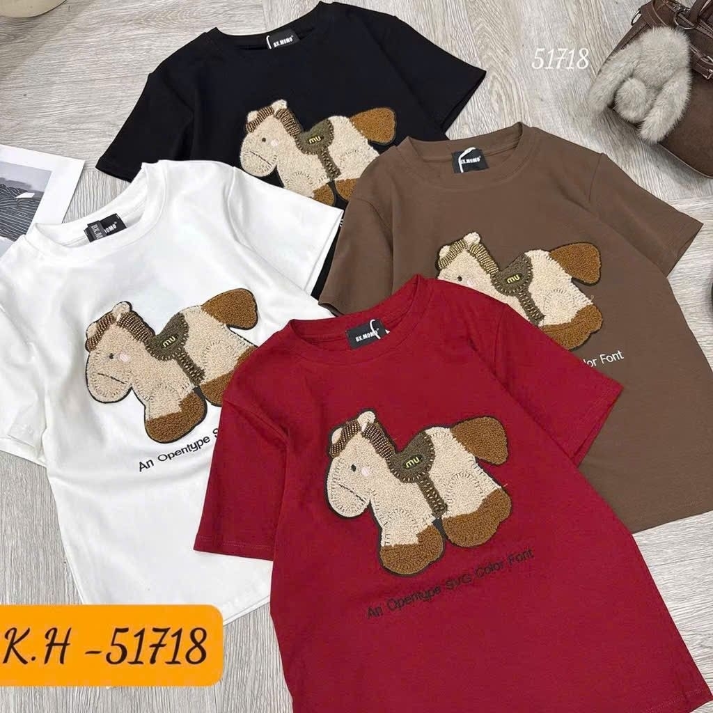 [𝑯𝒂 𝑨𝒏𝒉] Áo Cộc Phông Ngựa Miu QCL1 (47-57kg)