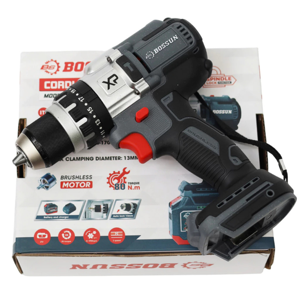 Thân Máy Khoan Pin BOSHUN M21B-ID1380BL 3 Chức Năng, Đầu Kẹp 13mm Autolock, Chân Pin Phổ Thông