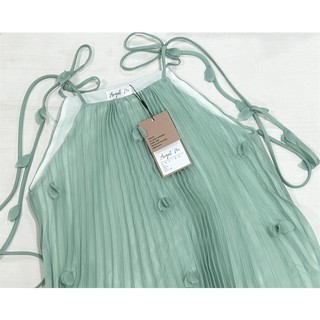 Đầm Maxi Dập Ly 2 Dây Dáng Xòe Màu Xanh Pastel