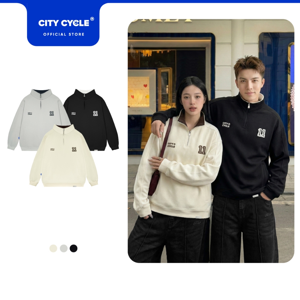 Áo sweater boxy nỉ mùa đông nam nữ boxy Local Brand Chính Hãng City Cycle Áo sweater Balance Number
