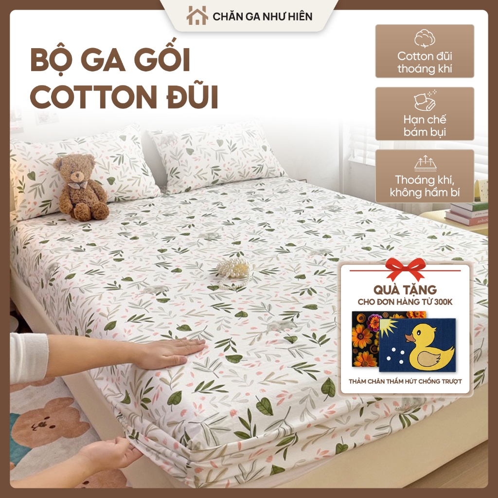 Bộ Ga Gối Cotton Đũi 3 Món – Mềm Mịn Thoáng Khí, Mẫu Mã Đa Dạng